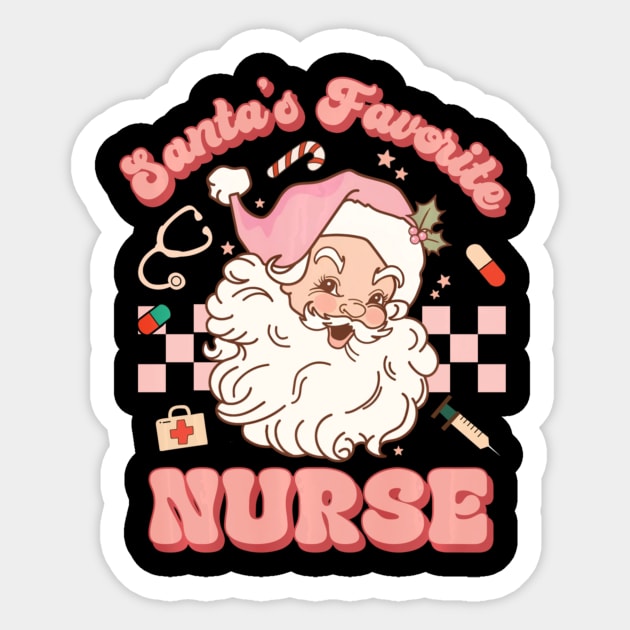 Santa's Favorite Nurse Christmas RN ER ICU Sticker by rivkazachariah